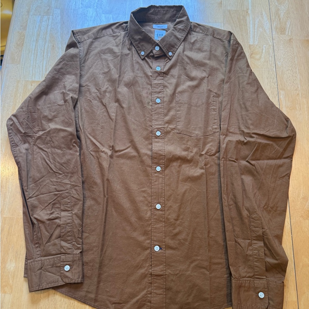GAP Brown Casual Button Down Shirt with Standard Collar